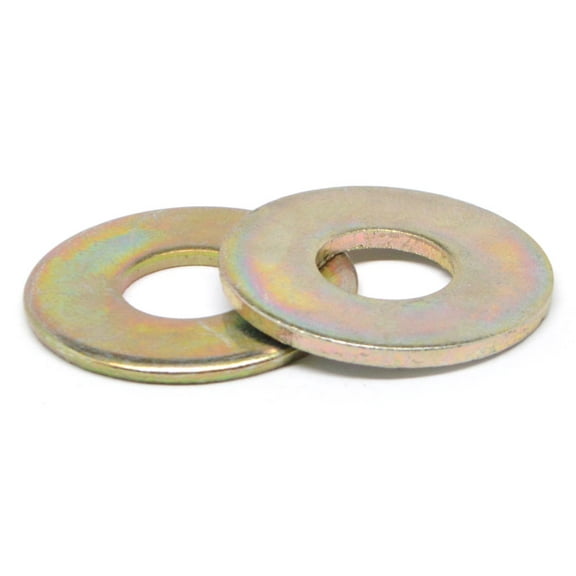1/4" Flat Washer SAE Pattern Low Carbon Steel Yellow Zinc Plated Pk 100