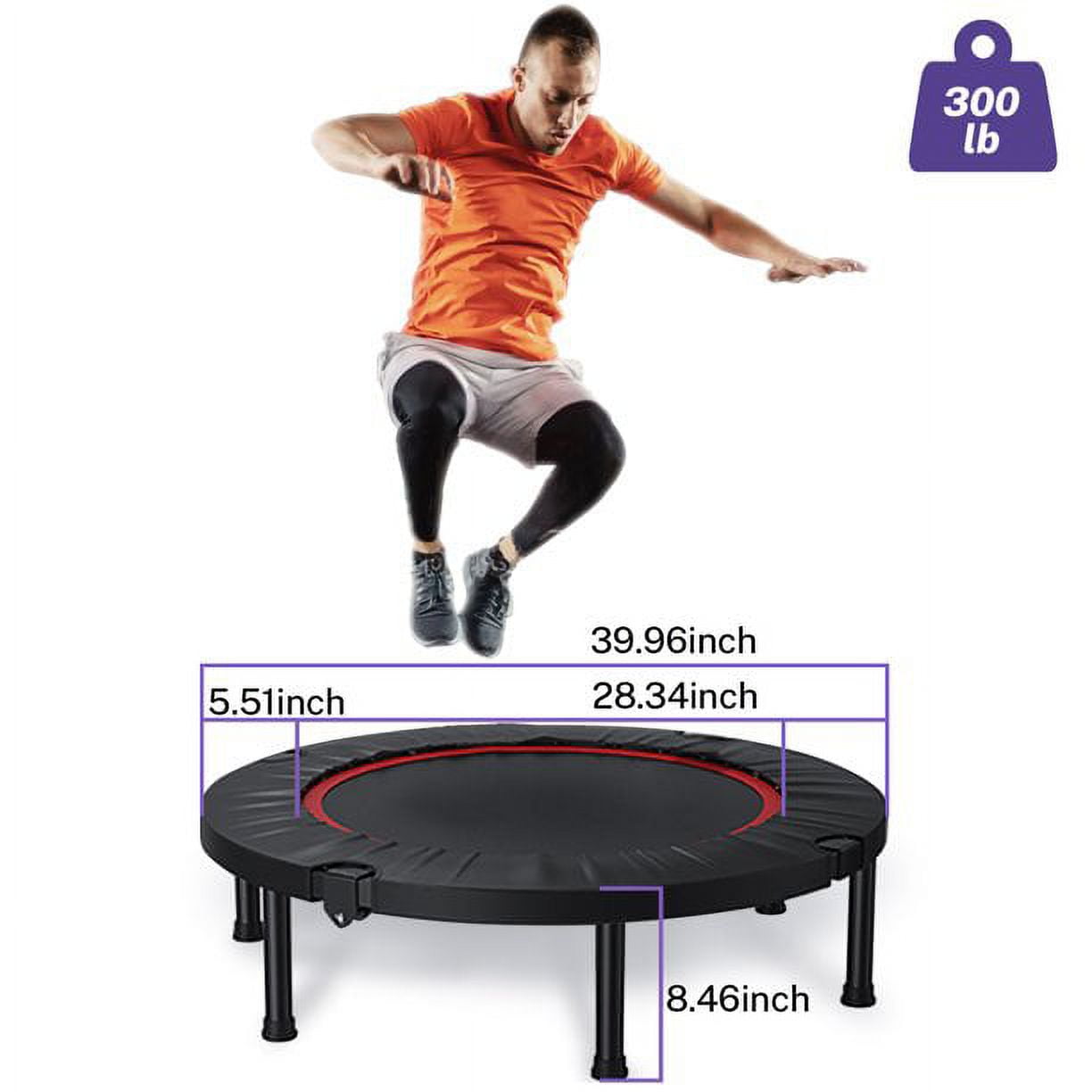 40” Fitness Trampoline-Exercise Rebounder for Indoor & Outdoor Foldabl –  MAXKARE