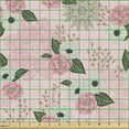 thumbnail image 2 of Ambesonne Floral Fabric by the Yard Upholstery, Romantic Spring Camellia, 3 Yards, Pale Pink Peacock Green, 2 of 5