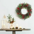 thumbnail image 5 of Elainilye Christmas Wreath with Pines and Red Berry 18in Rattan Ornament for Home Decor Xmas Tree Door Hanging Indoor Outdoor, 5 of 8