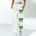 thumbnail image 2 of FRSASU Women's St. Patrick's Day Baggy Joggers Sweatpants - Clover Printed Loose Elastic Waist Lounge Pants with Pockets White, 2 of 5
