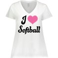 thumbnail image 3 of Inktastic I Love Softball Girls Sports Women's Plus Size V-Neck T-Shirt, 3 of 5
