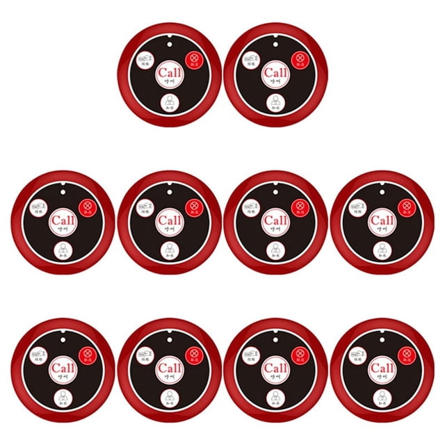 10PCS Call Button Wireless Pager Waiter Calling System for Restaurant Hookah Bar Cafe Bar Customer Service Red