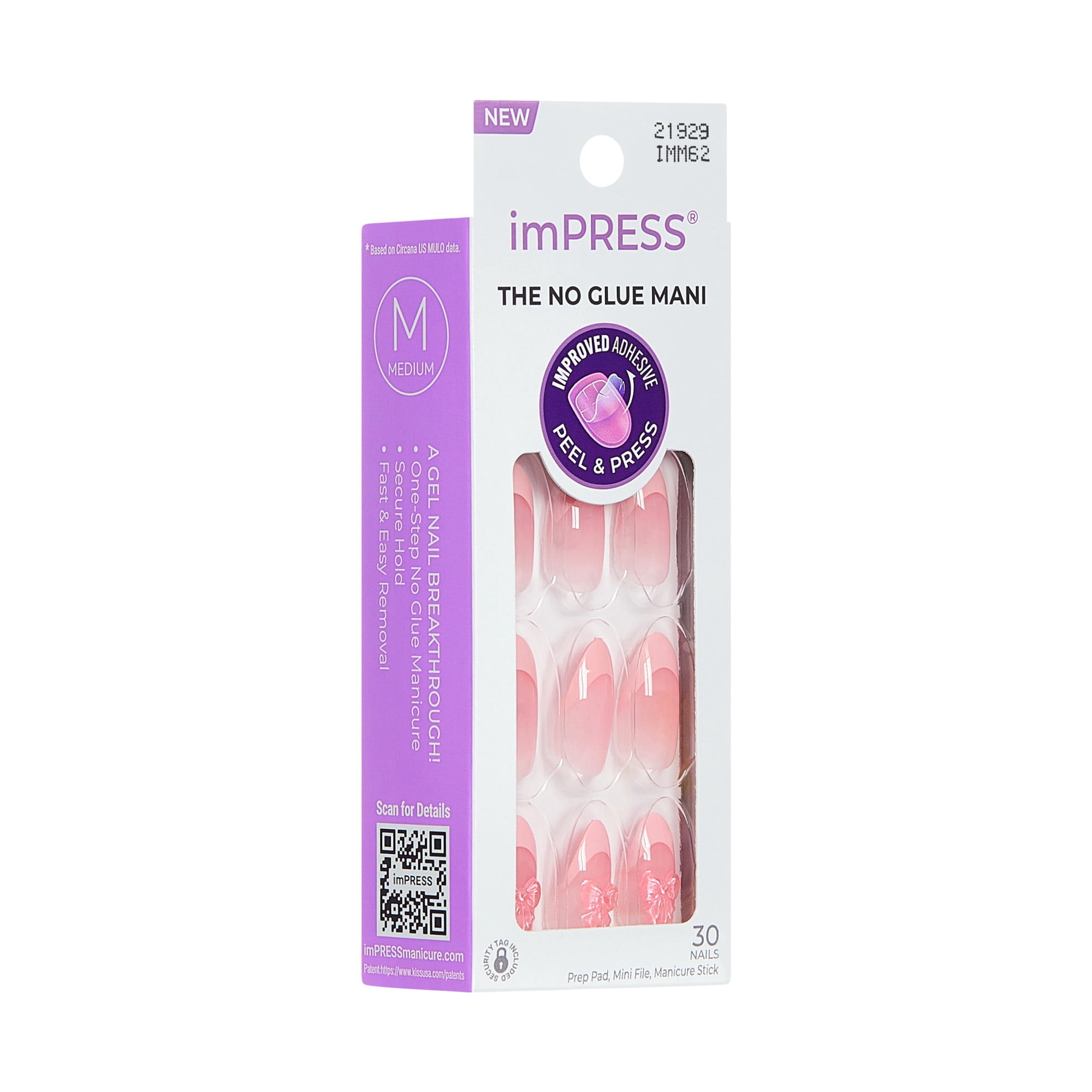 KISS imPRESS Nails - Glow Muse, Pink, Coffin, Medium