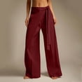 thumbnail image 4 of FEIIBMOYRIA Women's Dress Pants Smooth Drape Elegant High Waist Wrap Front Tie Wide Leg Pants Loose Elegant Daily Office Business Casual Culottes, 4 of 6