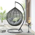 thumbnail image 2 of Contemporary Modern Urban Designer Outdoor Patio Balcony Garden Furniture Lounge Swing Chair, Fabric Steel Metal, Grey Gray, 2 of 6