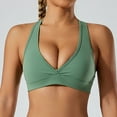 thumbnail image 2 of SwiftWear Sports Bra for Women Push Up Sports Bras Stretch Strappy Seamlesss Workout Top Padded Deep V-Neck Triangle Bralettes with Support Gym Bras Green ,S-XL, 2 of 9