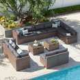 thumbnail image 4 of Clouddwell 14 Piece Patio Furniture Sectionals Wicker Rattan Patio Conversation Sets Outdoor Sectional Sofa Set, 4 of 6