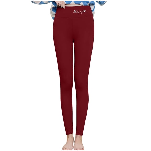 Cavosen Yoga Scrub Pants Fleece Stretch Yoga Leggings Solid Elastic Waist Sweatpants Thickened Winter Pants