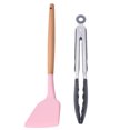 thumbnail image 1 of Juego de 2 piezas de silicona para utensilios de cocina, utensilios de cocina resistentes al calor con mango de madera, utensilio de cocina antiadherente, 1 of 5