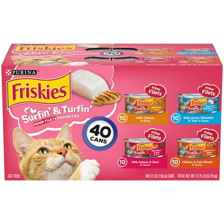 UPC: 0050000170845 | Purina Friskies Surfin  and Turfin  Wet Cat Food Variety Pack  5.5 oz Cans (40 Pack)