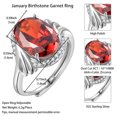 thumbnail image 4 of Juwaliy Women 8Ct Halo Oval Ring 925 Sterling Silver January Birthstone Garnet Red Band Ring Jewelry Mother Grandma Birthday Valentine Gift for Her, 4 of 11