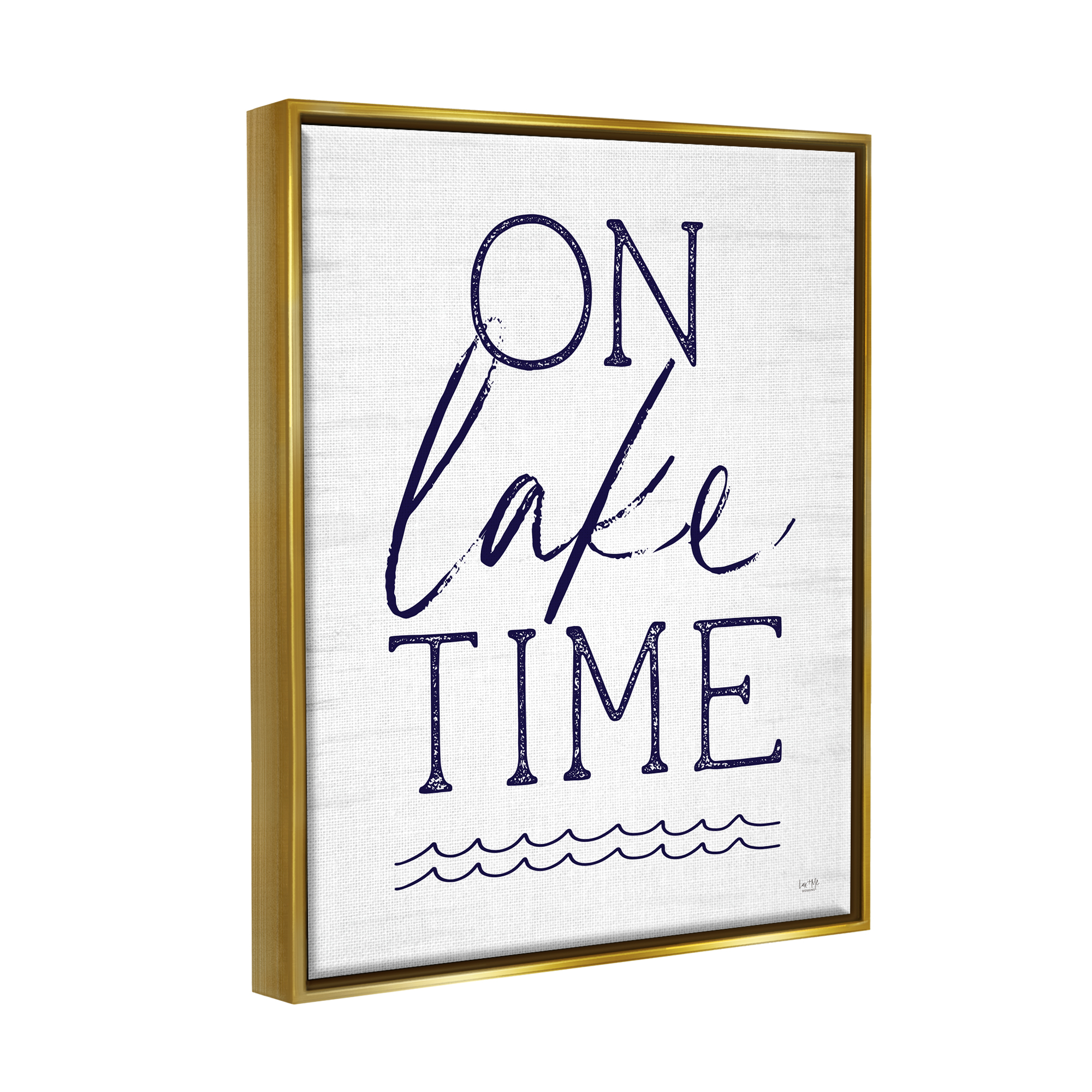 Stupell On Lake Time Water Waves Landscape Painting Gold Floater Framed Art Print Wall Art
