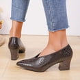 thumbnail image 4 of Xucatan Women's Croc Embossed Pointed Toe Pumps with Ankle Strap, Vintage Low Heel Dress Shoes with Shallow Mouth, Comfortable Slip On Heels for Daily Walking and Formal Wear Gift, 4 of 8