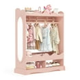 thumbnail image 4 of Curipeer Kids Dress Up Storage with Mirror, Wood Armoire Wardrobe Closet for Bedroom,Pink, 4 of 8