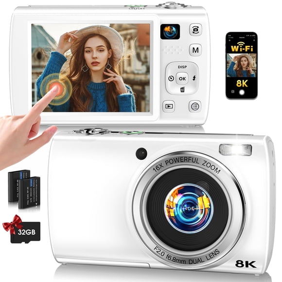 Cámara digital LOUM 88 MP 8K WiFi con doble lente y zoom 16x