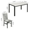 thumbnail image 5 of Furlinkhm Products 5-Piece Marble Dining Set, Modern Kitchen Table and Chairs for Dining Room, Dinette, Compact Space Saving Furniture, 4 Upholstered Grey Velvet Chairs (Gray), 5 of 7