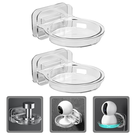 LEORX 2Pcs Small Adhesive Wall Shelf Transparent Floating Shelf for Home Security Camera and Speaker
