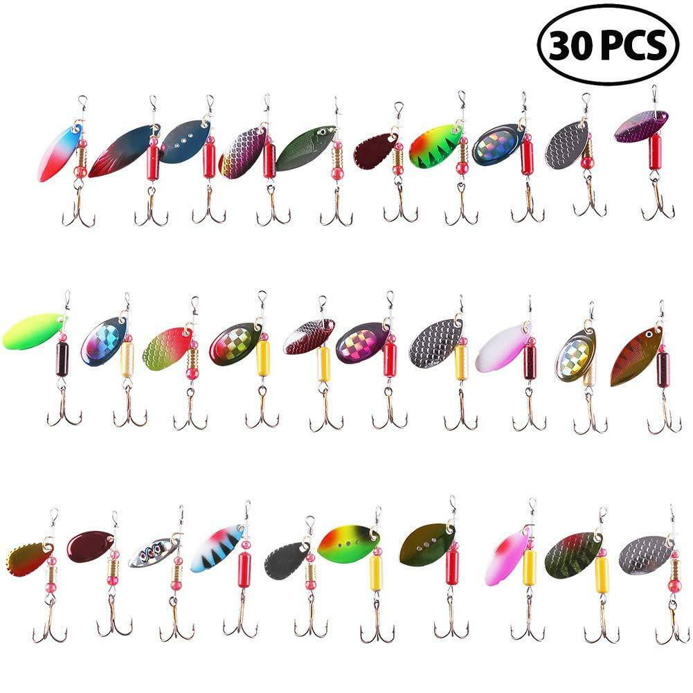 30 PCS Fishing Lures Metal Spinner Baits Bass Tackle Crankbait Trout Spoon Trout 