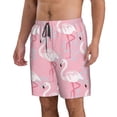 thumbnail image 2 of Bixox Men's Pink Flamingo printing Casual Classic Fit Short Summer Beach Shorts, 2 of 6