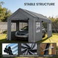 thumbnail image 5 of VENTOPYR Carport 10x20FT Heavy Duty Carport,Portable Car Garage with Side-Opening Door,Roll-up Windows,Grey, 5 of 7