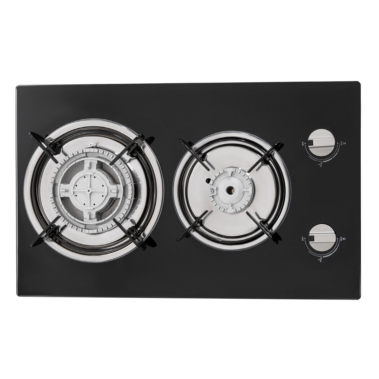 2 Burner Modern Gas Cooktop Gas Stove Top with 2 Burner Black 20.47*12.6 in