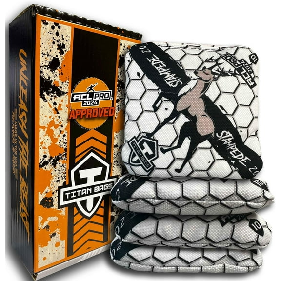 Titan Bags - Stampede 2.0 Honeycomb Cornhole Bags (Snow) - ACL PRO Approved Toss Bags - Durable All Weather Bags for Indoor and Outdoor Use - Professional Cornhole Bags (Set of 4) - USA Made