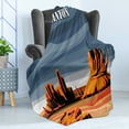 thumbnail image 4 of Canyon Soft Flannel Fleece Throw Blanket, Major Canyon Shadows and Contrasts with Digital Added Dimesions Print, Cozy Plush for Indoor and Outdoor Use, 50" x 70", Blue Orange, by Ambesonne, 4 of 5
