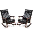 thumbnail image 2 of AVAWING Upholstered Rocking Chair Set of 2, Modern High Back Armchair, Adult Single Sofa, Old Man Chair, Black, 2 of 8