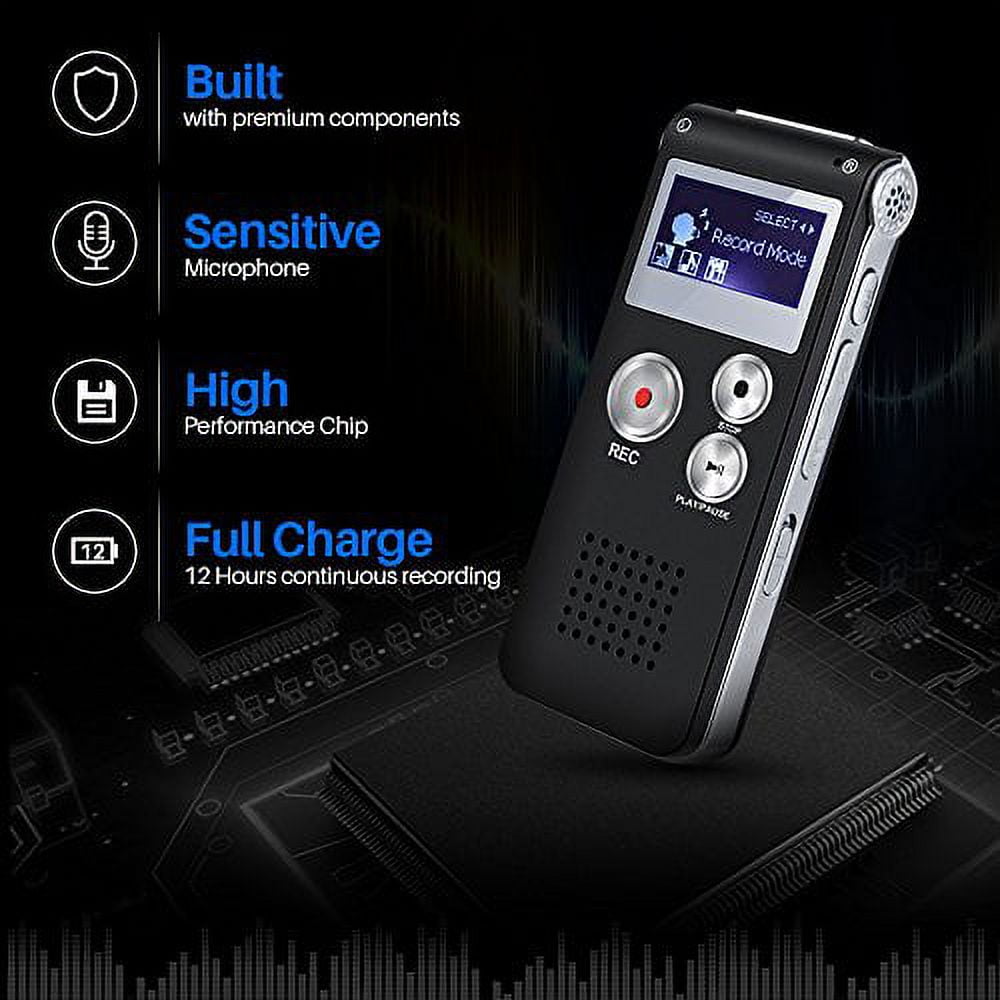 Mini Black Rechargeable 8GB Digital Audio Dictaphone MP3 Player Voice Recorder