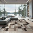 thumbnail image 2 of ODIKA 8'x10' Washable Area Rug Durable, Non-Slip Interlocking Shapes Beige Large Brushstroke Abstract Neutral Block Playful for Living Room, Under Sectional, Family, 2 of 7