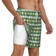 thumbnail image 2 of Kdxio Light Green Squares Print Men'S Swim Trunks With Compression Liner 7 Inch Inseam Quick Dry Swim Shorts, 2 of 7