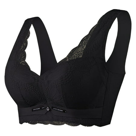 Blphud Womens Sport Bras Trendy Lingerie for Women Sports Bras for Women Thin Bra Women Sexy Lace Shaping Cup Adjustable Shoulder Strap Large Size Underwire Bra Black 42