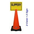 thumbnail image 2 of RK-Safety 28" Orange Cone, Black base without Reflective Tape, Plus Cone Sign 37 "Slippery", (Cone-2 ea + Cone Sign-2 ea), 2 of 2