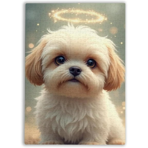 Fun Jigsaw Puzzle for Adults Shih Tzu Halo Roll Family Jigsaw Puzzle Adult Stress Relief Gift Intelligence Wooden Box 300 Pieces