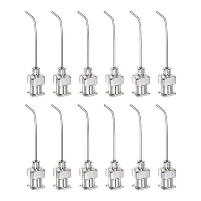 12uds Dispensadoras Agujas, 20 Calibre 1" Inoxidable Acero Romo Punta 45 Grados Dobladas Dispensadoras Agujas para Tinta Cartuchos, Pegamento, Jeringas, Carpintería