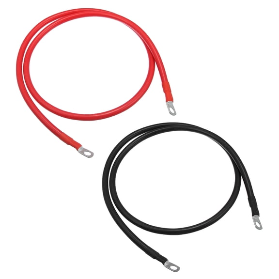 Unique Bargains 1 Pair 4 AWG Gauge 4ft Battery Inverter Cables with 3/8" Ring Universal for Car Vehicle RV Black Red