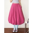 thumbnail image 4 of Rdhnmea Women Bubble Skirt, Elegant Elastic Waist Pleated Solid Long Skirt, 4 of 9