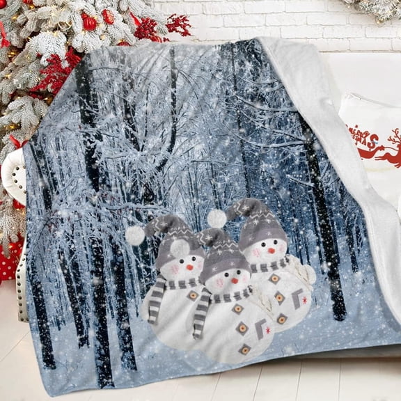 Winter Forest Blanket Snow Covered Forest Trees Pathway Nature Scene White Snowmans Soft Flannel Blanket Warm Cozy Lightweight Bed Blanket for Chair Sofa Couch Bedroom Camper 50 x 60 Inch