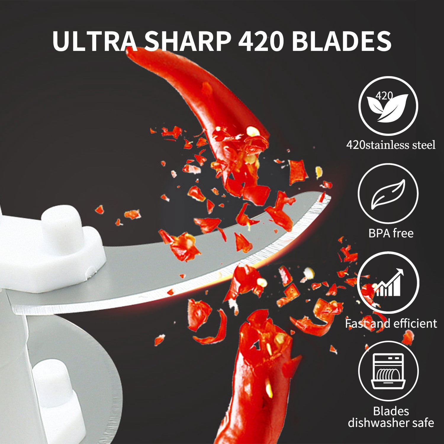 520ml Manual Food Chopper Shredder with 6 Stainless Steel Blades, Portable Hand Pull String Blender for Garlic, Chili Peppers, Peppers, Carrots, Onions and other Vegetables