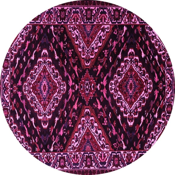 Ahgly Company Indoor Round Persian Pink Traditional Area Rugs, 4' Round