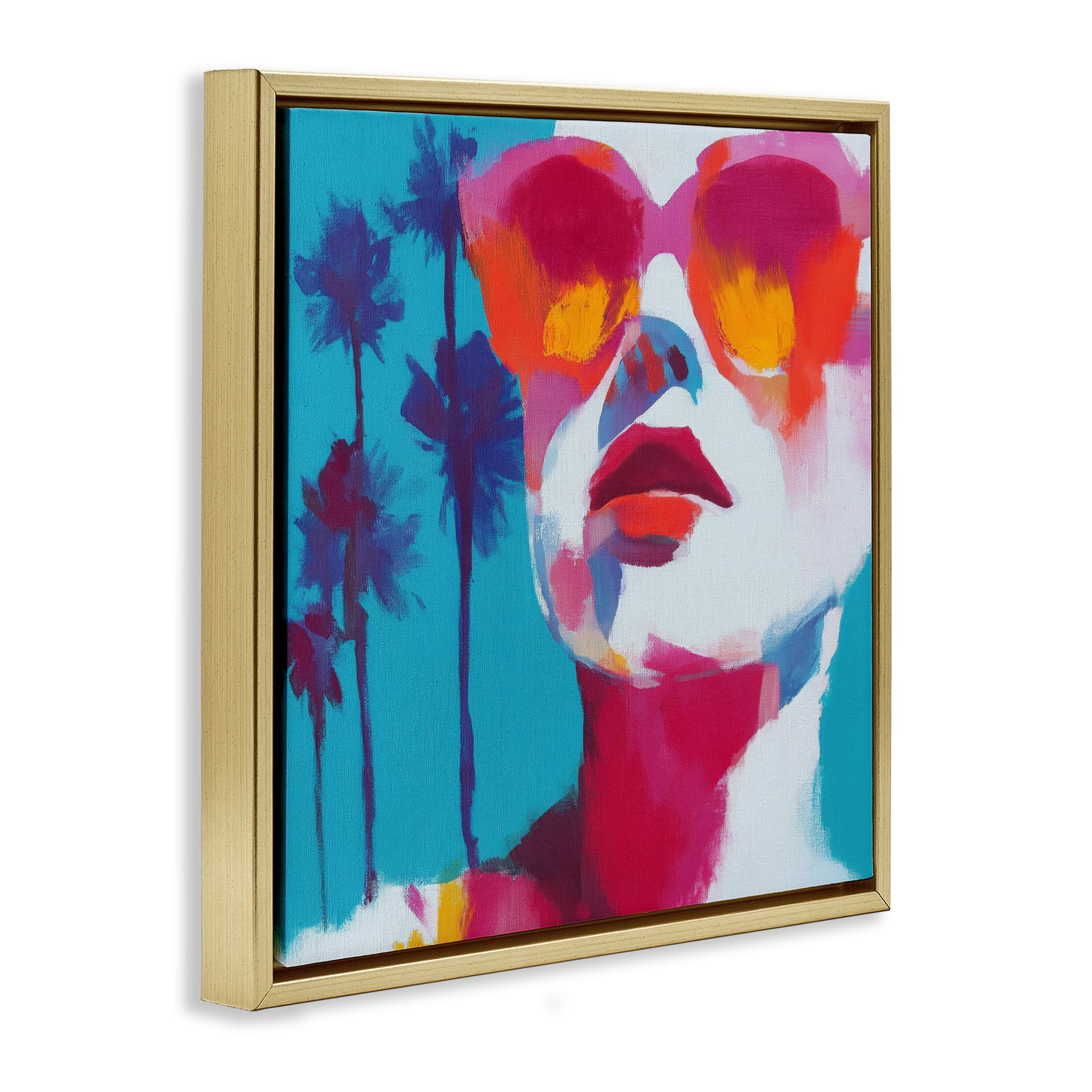 Stupell Industries Expressive Palm Tree Gaze Gold Framed Floater Canvas Wall Art, design by Chromatic Storm Studio
