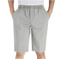 thumbnail image 1 of fartey Mens Plus Size Linen Shorts with Pockets Elastic Waist Baggy Casual Short Breathable Summer Solid Color 5 Inch Pants, XL-5XL, 1 of 3