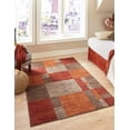thumbnail image 1 of Unique Loom Autumn Collection Modern Contemporary Casual Abstract Area Rug (Multi/ Dark Brown Checkered, 6 ft 0 x 9 ft 0 Rectangular), 1 of 2
