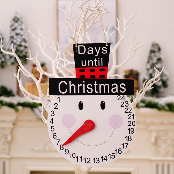 MXTPOV Wooden Advent Calendar Christmas Snowman Santa Claus 24 Days Countdown Calendar Clock Shape Advent Calendar Christmas Home Decoration