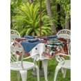 thumbnail image 2 of Outdoor Tablecloth with Umbrella Hole and Zipper, Red Black Plaid Christmas Round Table Cloth 54 Inch Waterproof Tablecloth, Snowman Xmas Tree Poinsettia Picnic Table Cover for Patio Camping, 2 of 7