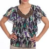 Juniors Plus Ruffled Beaded Front Blouson Top