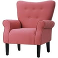 thumbnail image 3 of Wulawindy Modern Wing Back Accent Chair Roll Arm Living Room Cushion with Wooden Legs, 3 of 7
