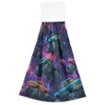 thumbnail image 7 of Haosy 2 Pack Kitchen Wash Cloths with Hanging Loops Absorbent Absorbent Quick Drying Hand Towels, Monster Trucks in Space, 7 of 7