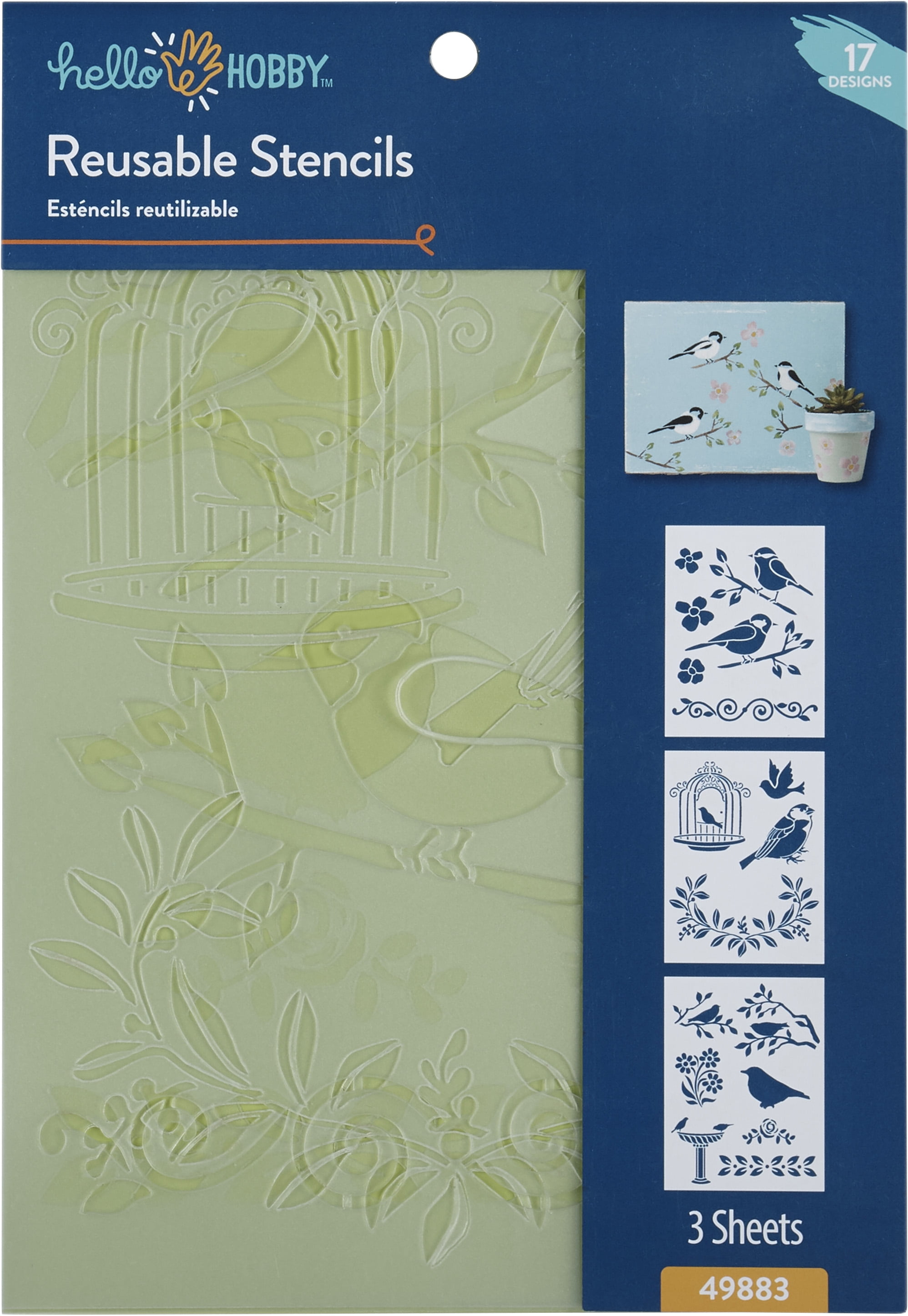 (2 pack) Hello Hobby Stencil Set, 7" x 10", 3 Piece, Birds